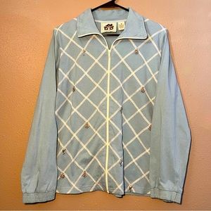 Storybook Knits Zip Up Sweatshirt Sailor Lake River 100% Cotton Size Medium